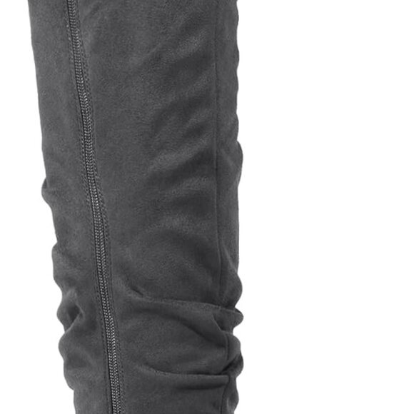 Women's Suede Over The Knee Thigh High Winter Boots Grey 11 - Picture 3 of 6